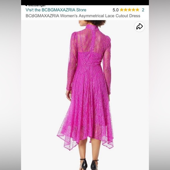 BCBGMaxazria Magenta lace cut out dress size 8 - Picture 5 of 6